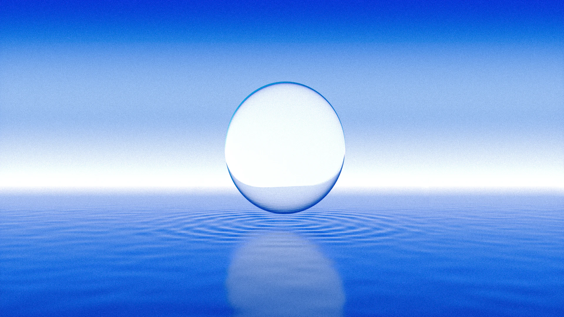 蓝色水面与发光球体构成