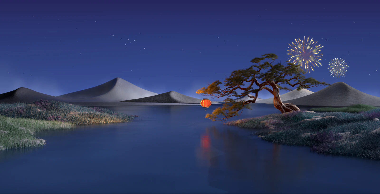 灵控桌面壁纸山水夜晚场景